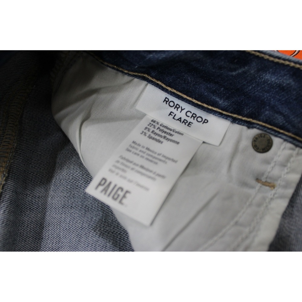 PAIGE Rory Crop Flare Raw Hem Blue Denim Jeans Womens Size 30 Blue - Picture 4 of 5